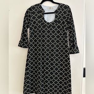 BEAUTIFUL KATHERINE WAY BLACK LATTICE PRINT DRESS - Size M